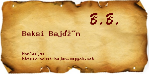 Beksi Baján névjegykártya